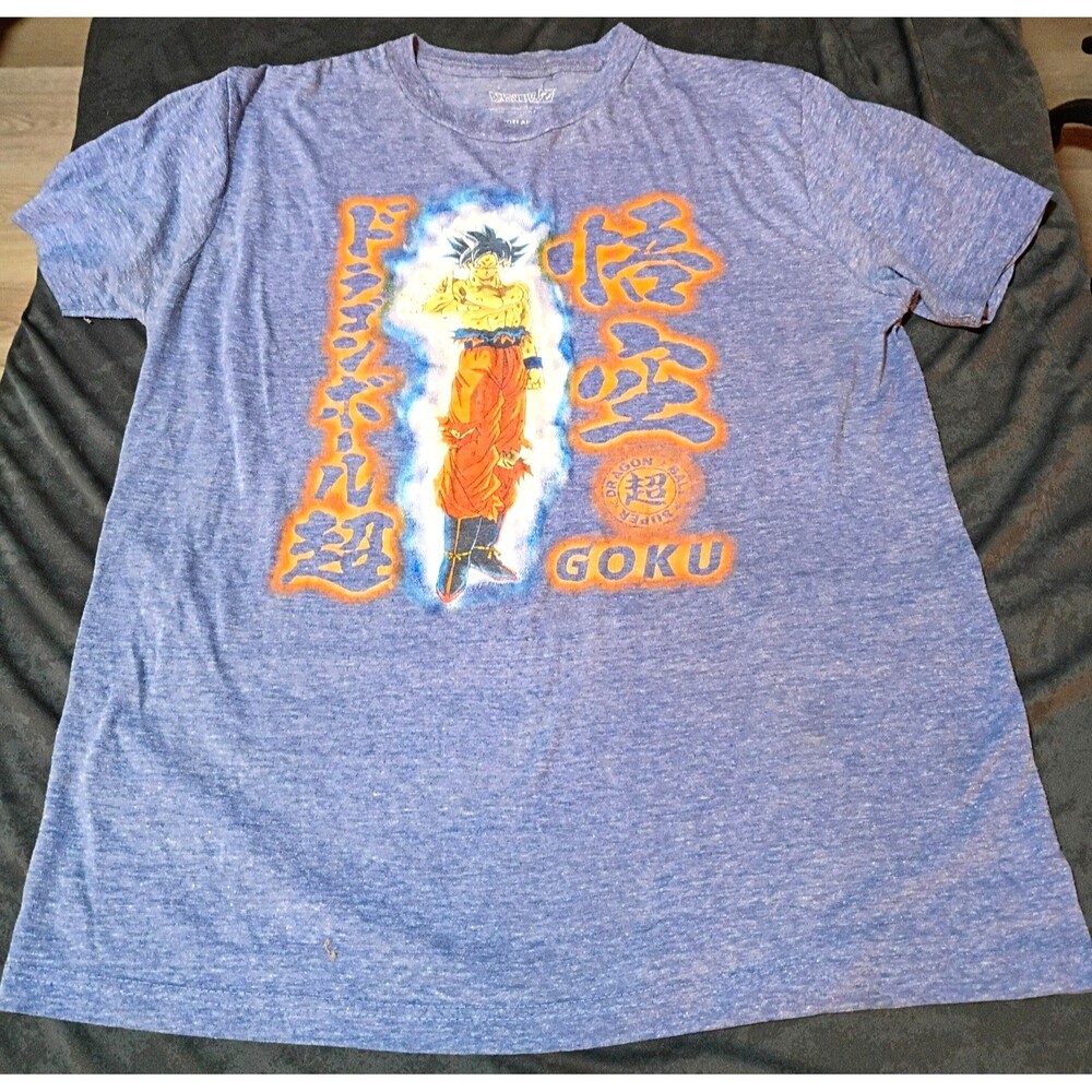 Dragon Ball Z Goku Graphic Logo T-Shirt Men's Crew Neck Short Sleeve Blue M